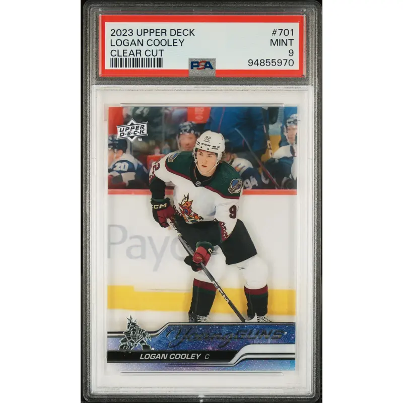 Logan Cooley 2023 Upper Deck #701 Clear Cut PSA 9 Mint