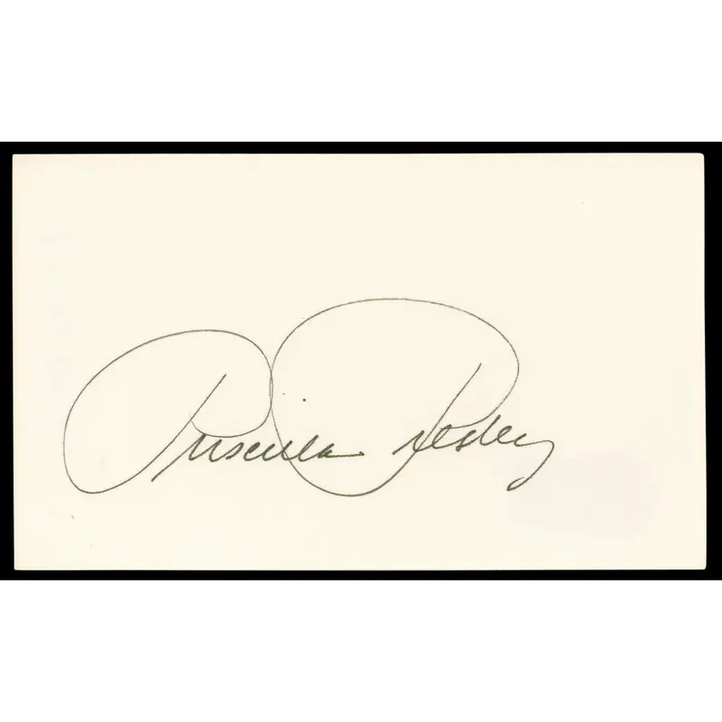 Priscilla Presley The Naked Gun Authentic Signed 3x5 Index Card BAS #BM58655