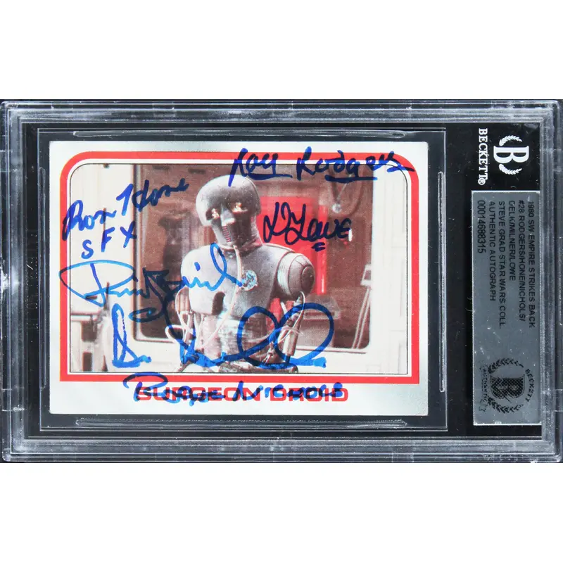 Star Wars (6) Rodgers, Milner, Hone +3 Signed 1980 SW ESB #28 Card BAS Slabbed
