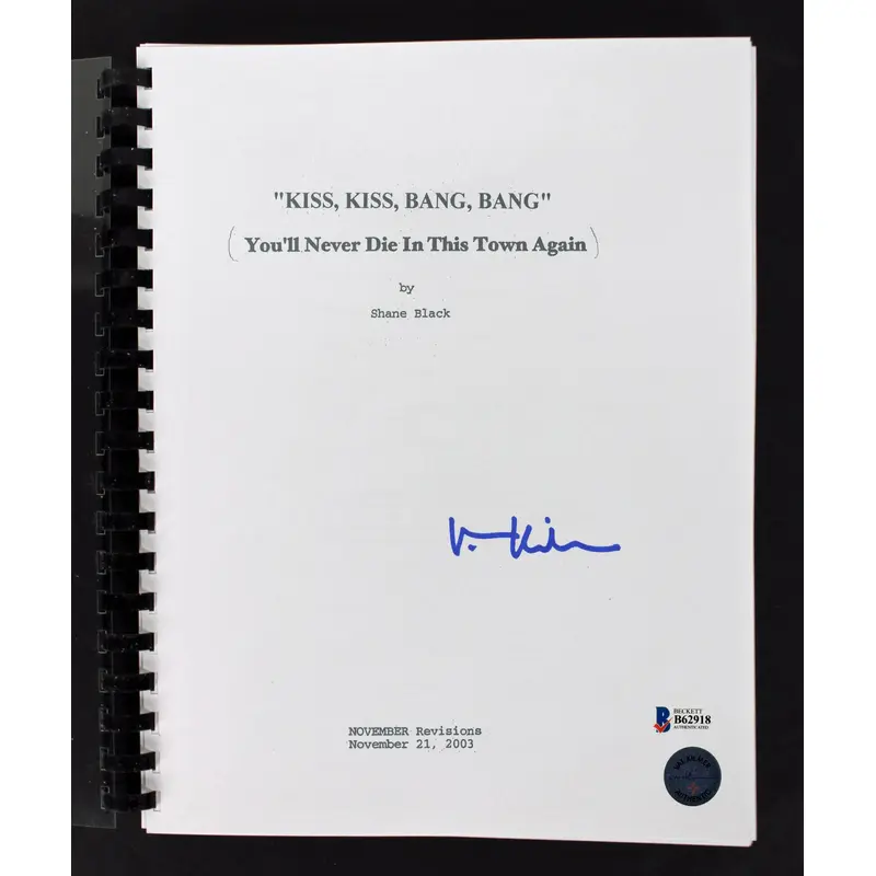 Val Kilmer Authentic Signed Kiss Kiss Bang Bang Movie Script BAS #B62918