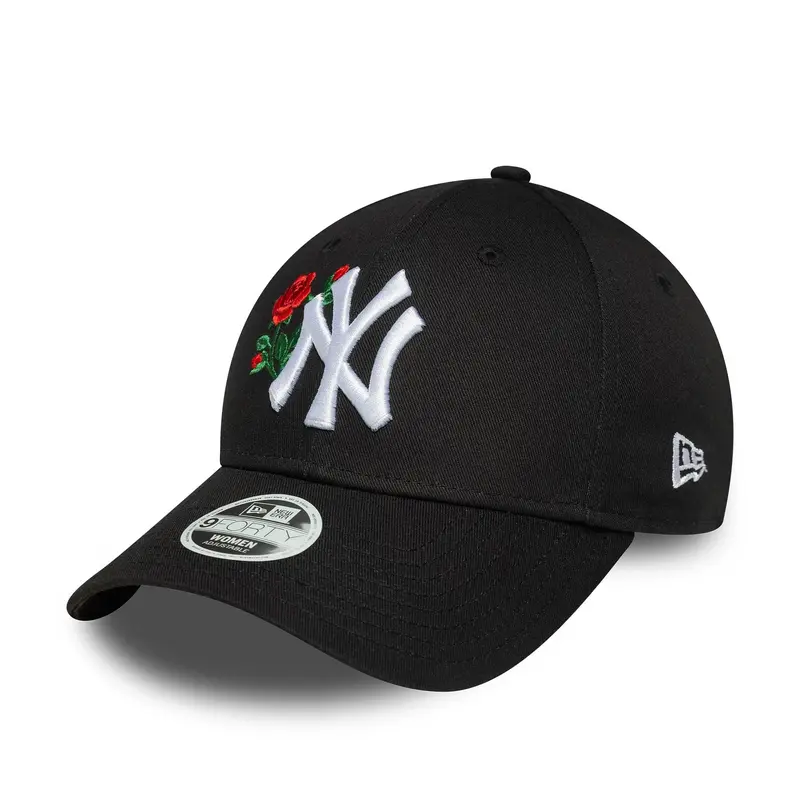 New York Yankees Womens MLB Rose Black 9FORTY Adjustable Cap