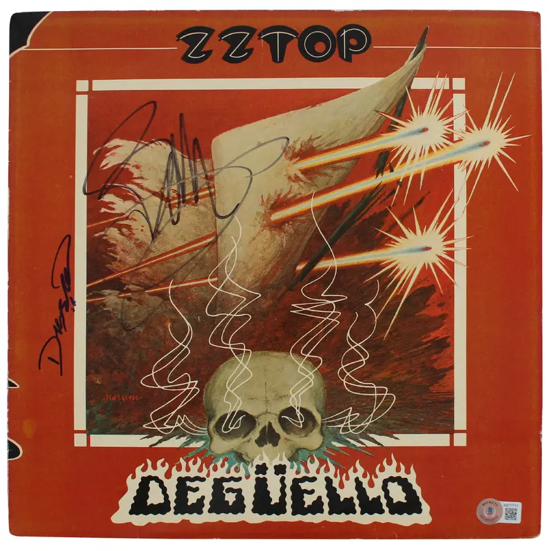 Dusty Hill & BIlly Gibbons ZZ Top Signed Deguello Album Cover BAS #AB77711