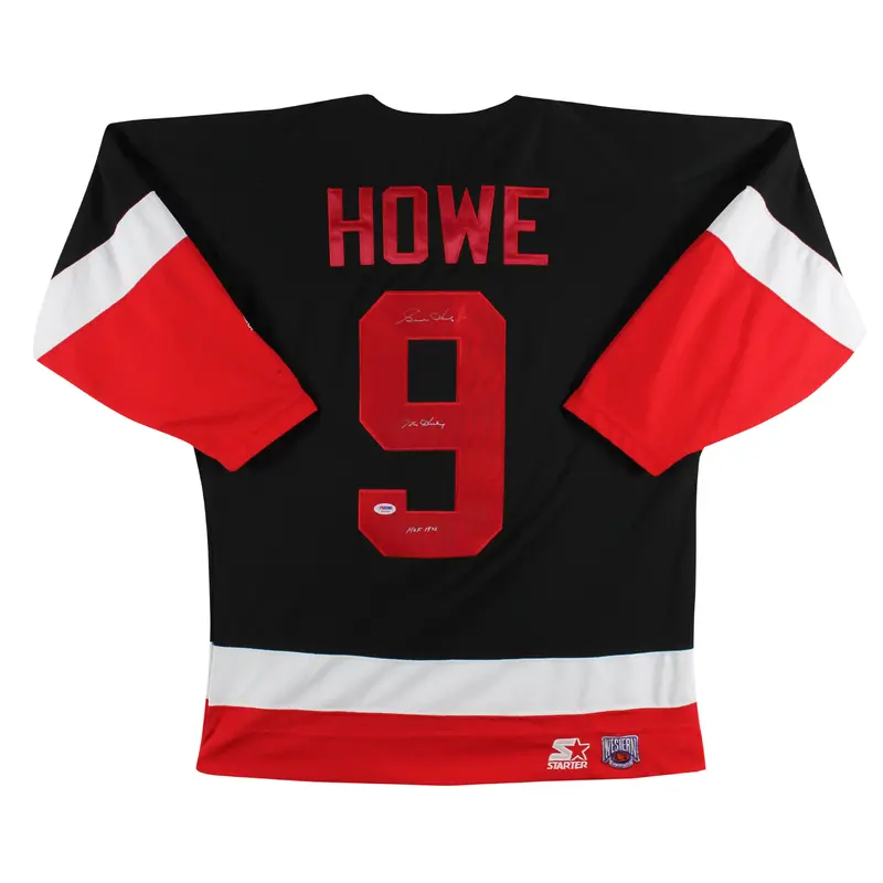 Red Wings Gordie Howe "Mr. Hockey, HOF" Signed Black Starter Jersey PSA #S32462