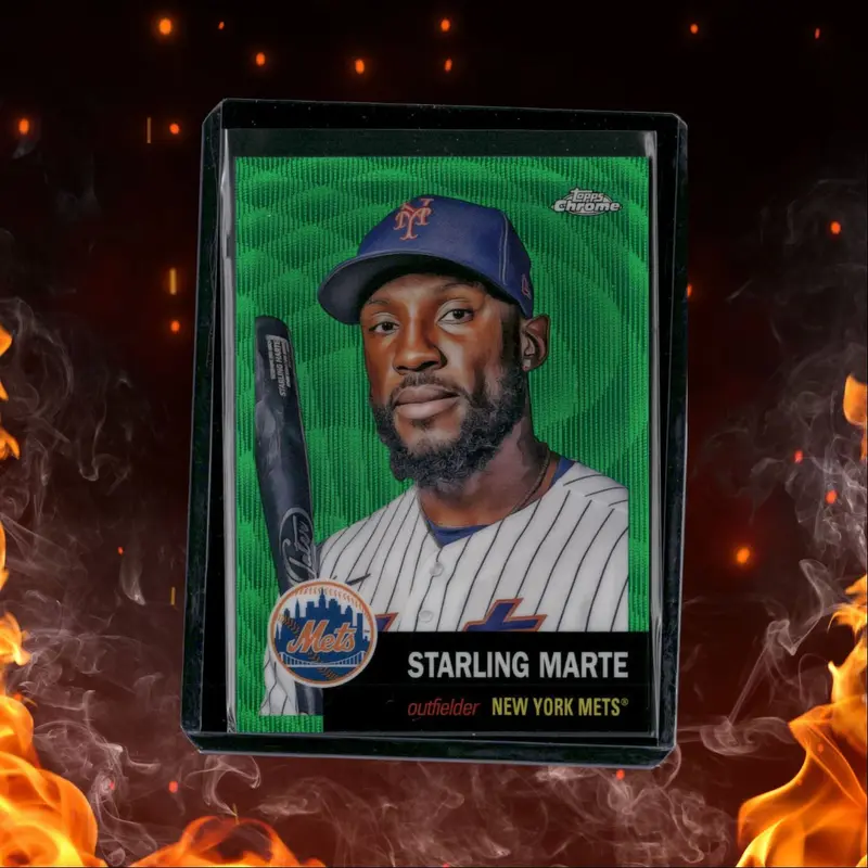 2022 Topps Chrome Platinum Anniversary Starling Marte Green Wave 45/99 #129