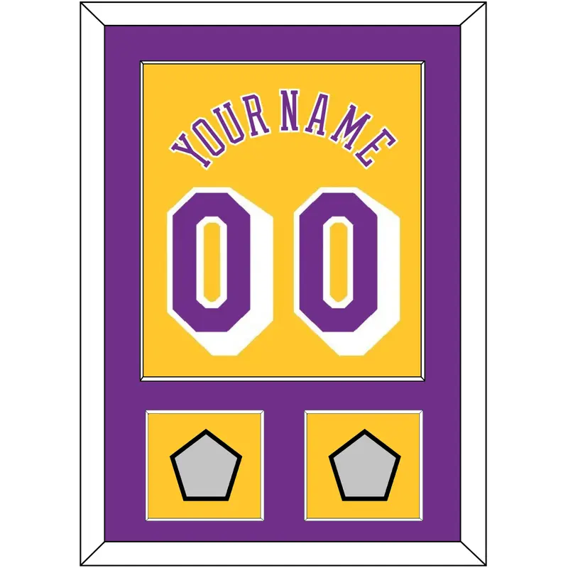 Los Angeles Name & Number With 2 Trophy Patches - Home Yellow (1978-1997) - Single Mat 2