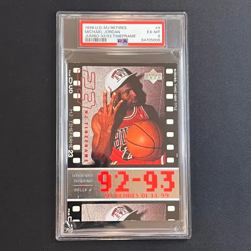1999 Upper Deck MJ Retires Jumbo-92/93 Time Frame #9 Michael Jordan PSA EX MT 6 Bulls