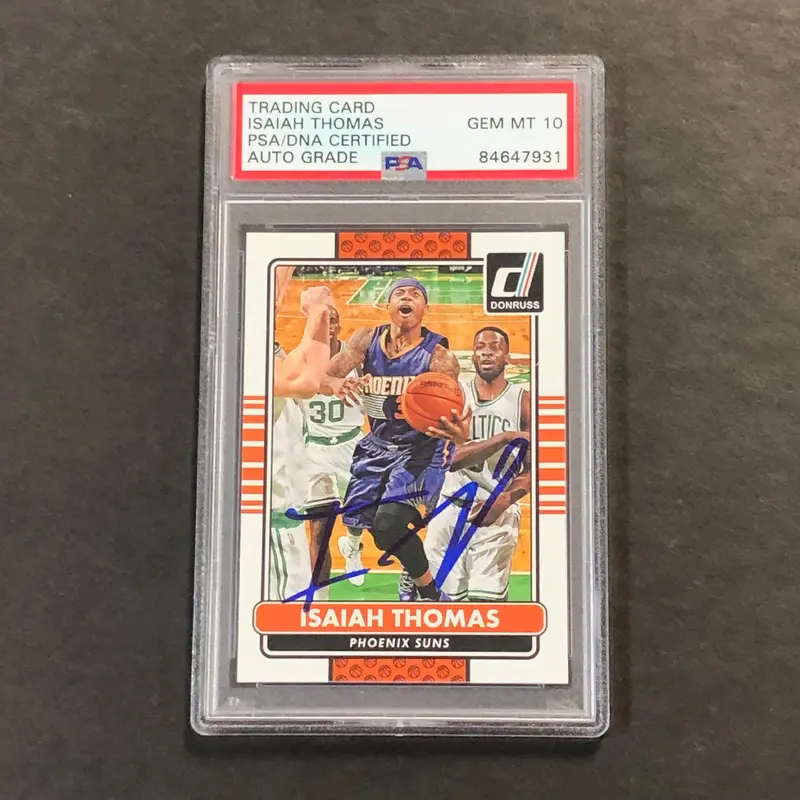 2014-15 Panini Donruss #84 Isaiah Thomas Signed Card AUTO Grade 10 PSA Slabbed Suns