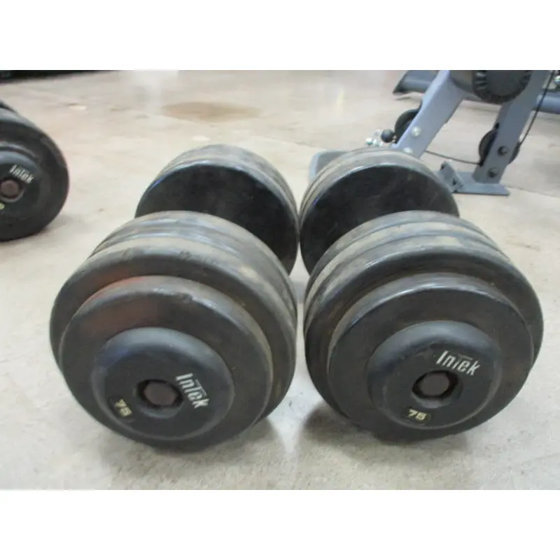 Used Intek 75 Lb Rubber Dumbbell - PAIR