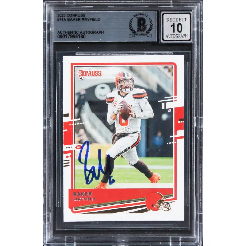 Browns Baker Mayfield Signed 2020 Donruss #71A Card Auto Graded 10! BAS Slabbed