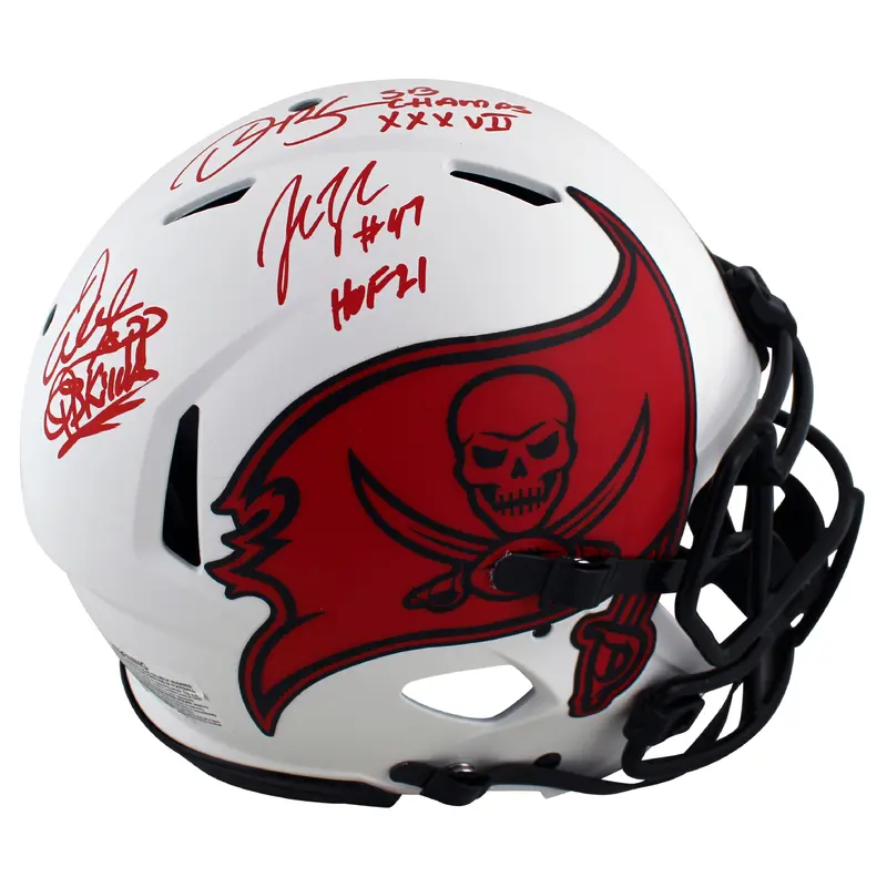 Buccaneers (3) Sapp, Brooks & Lynch Signed Lunar F/S Speed Proline Helmet BAS