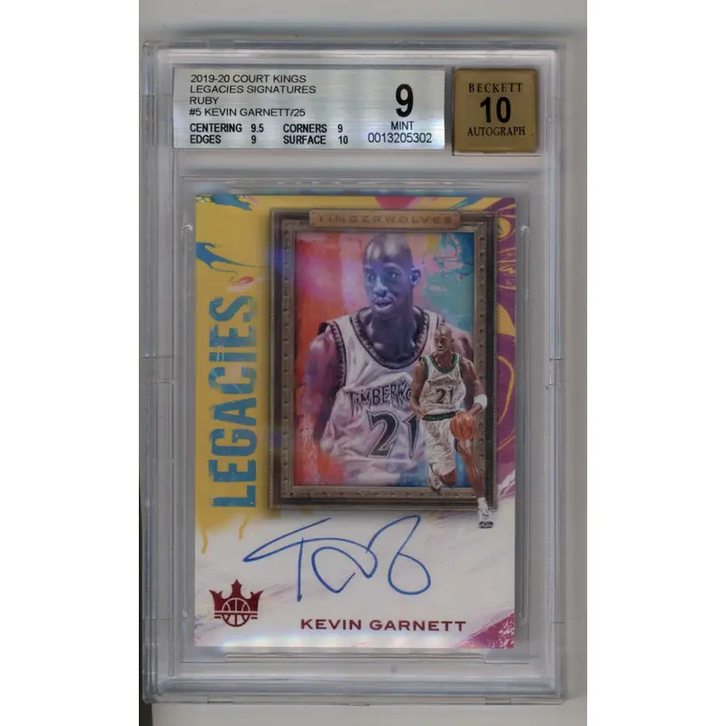 Kevin Garnett 2019-20 Court Kings Legacies Signatures Ruby 03/25 BGS 9 Mint Auto 10