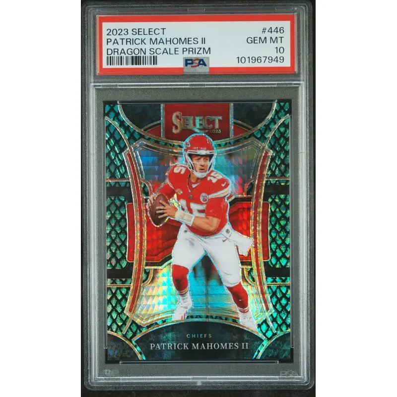 Patrick Mahomes 2023 Panini Select #446 Dragon Scale #28/70 PSA 10 Gem Mint