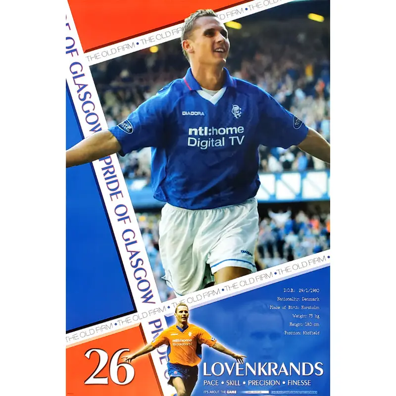 Peter Lovenkrands "Goal!" Glasgow Rangers SPL Football Soccer Poster - U.K. 2003