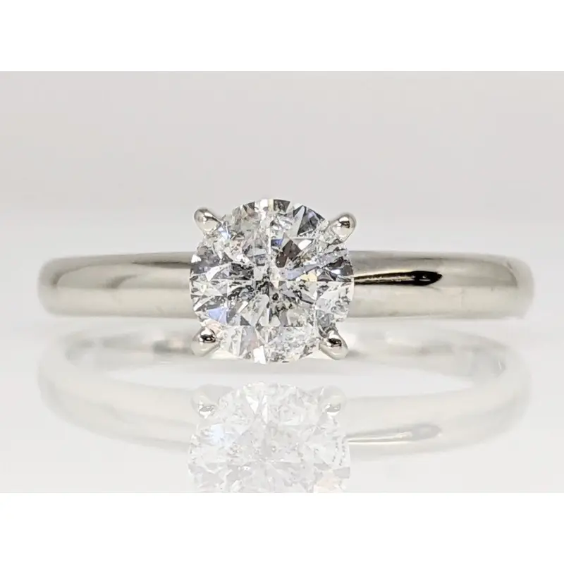 14K WHITE .79 CARAT TOTAL I2 F DIAMOND ROUND SOLITAIRE ESTATE RING 2.3 GRAMS