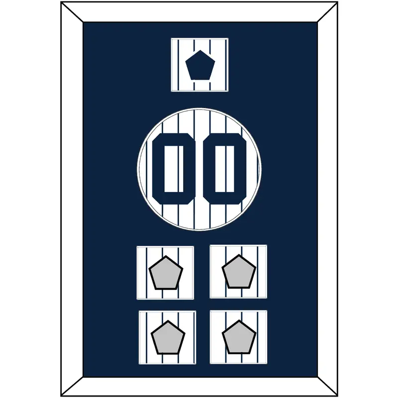 New York Number, NY Logo Patch & 4 World Series Jersey Patches - Pinstripes - Single Mat 1