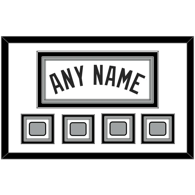 San Antonio Name With 4 Champions Banner Patches - Home White (1989-2002) - Triple Mat 1