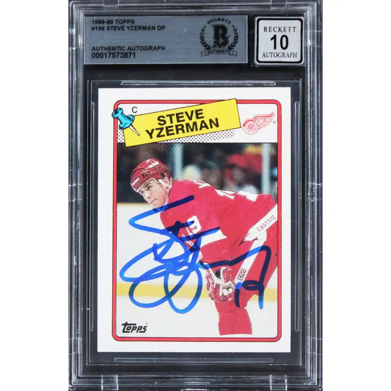 Red Wings Steve Yzerman Signed 1988 Topps #196 Card Auto 10! BAS Slabbed