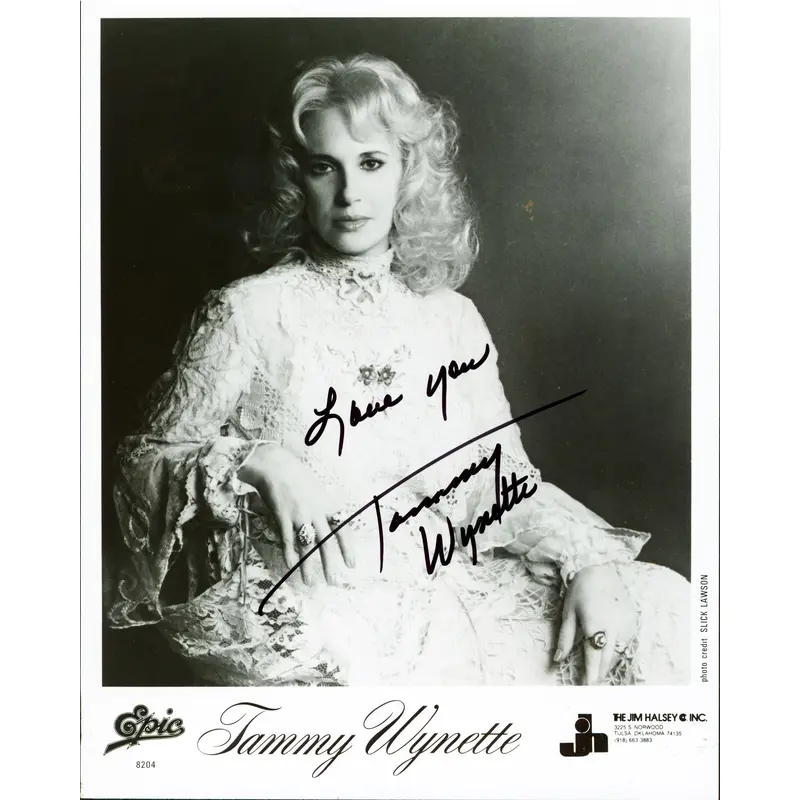 Tammy Wynette "Love You" Authentic Signed 8x10 Black & White Photo JSA #AR36698
