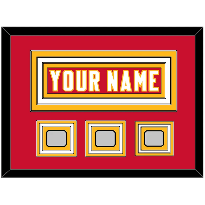 Kansas City Nameplate & 3X Super Bowl Champions Patches - Home Red - Triple Mat 1