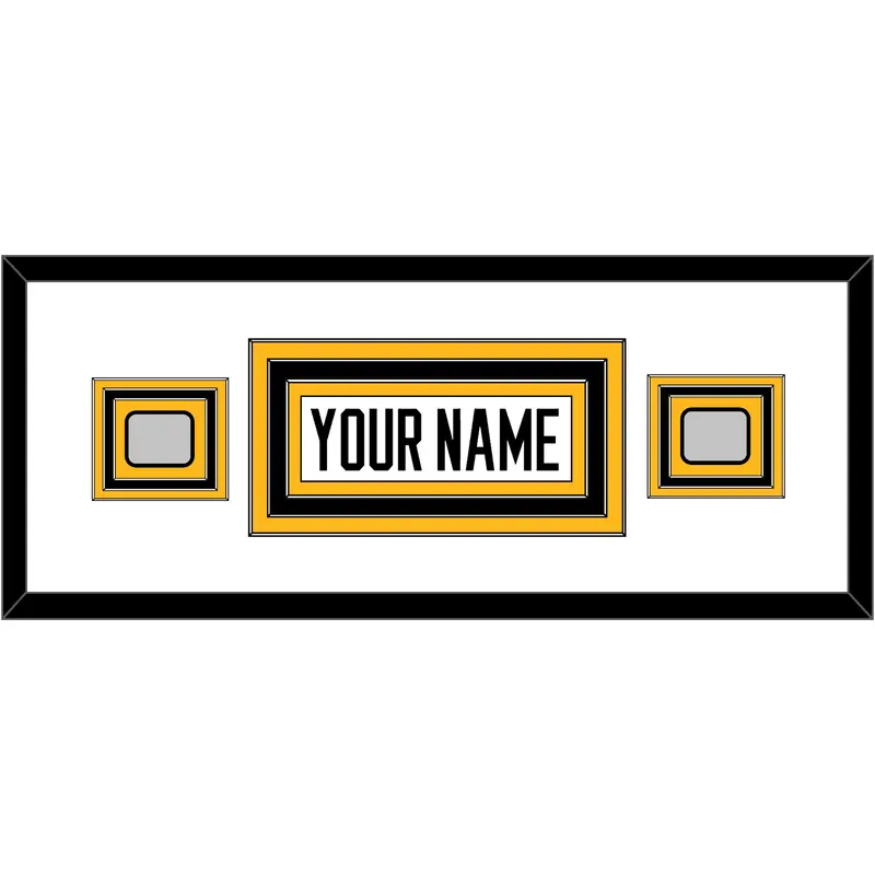 Pittsburgh Nameplate & 2 Stanley Cup Finals Patches - Road White - Triple Mat 3