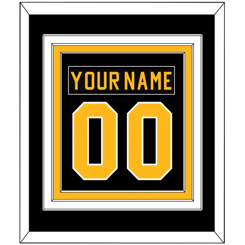 Pittsburgh Nameplate & Number (Back) Combined - Road Black (1981-1984) - Triple Mat 2