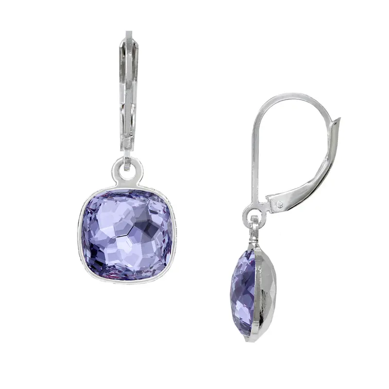 Tanzanite 10mm Cushion Leverback Earrings