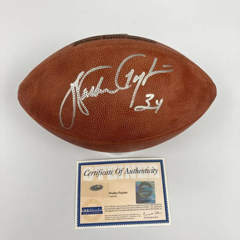Beautiful Walter Payton Signed Wilson NFL Game Football Steiner COA