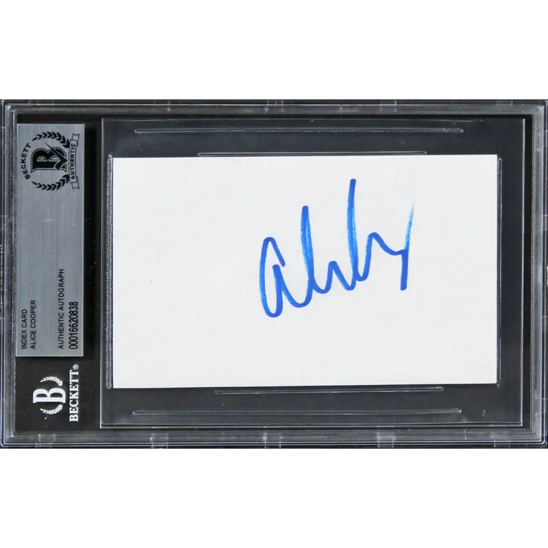 Alice Cooper Musician Authentic Signed 3x5 Index Card Autographed BAS Slabbed