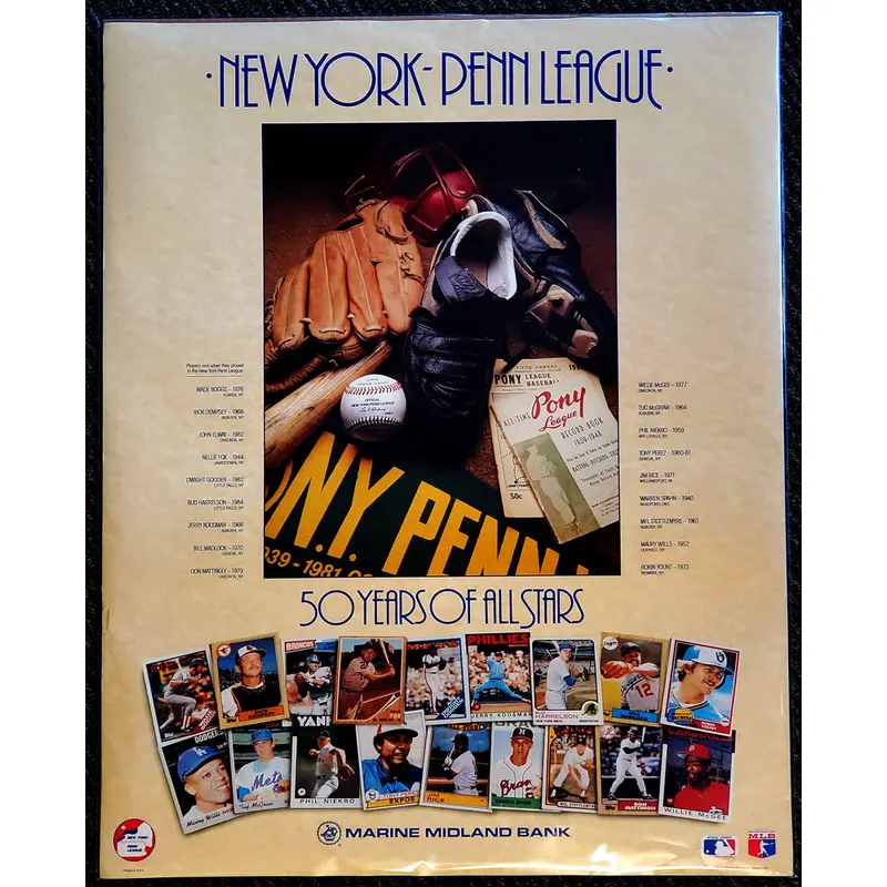 New York-Penn League 1989 50th Anniversary 18 Legends Commemorative 22x28 POSTER