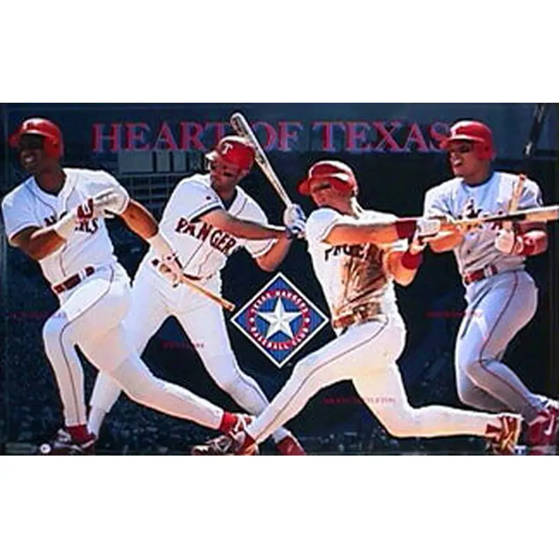Texas Rangers "Heart of Texas" Poster (Gonzalez, Clark, Tettleton, Pudge) - Costacos 1996