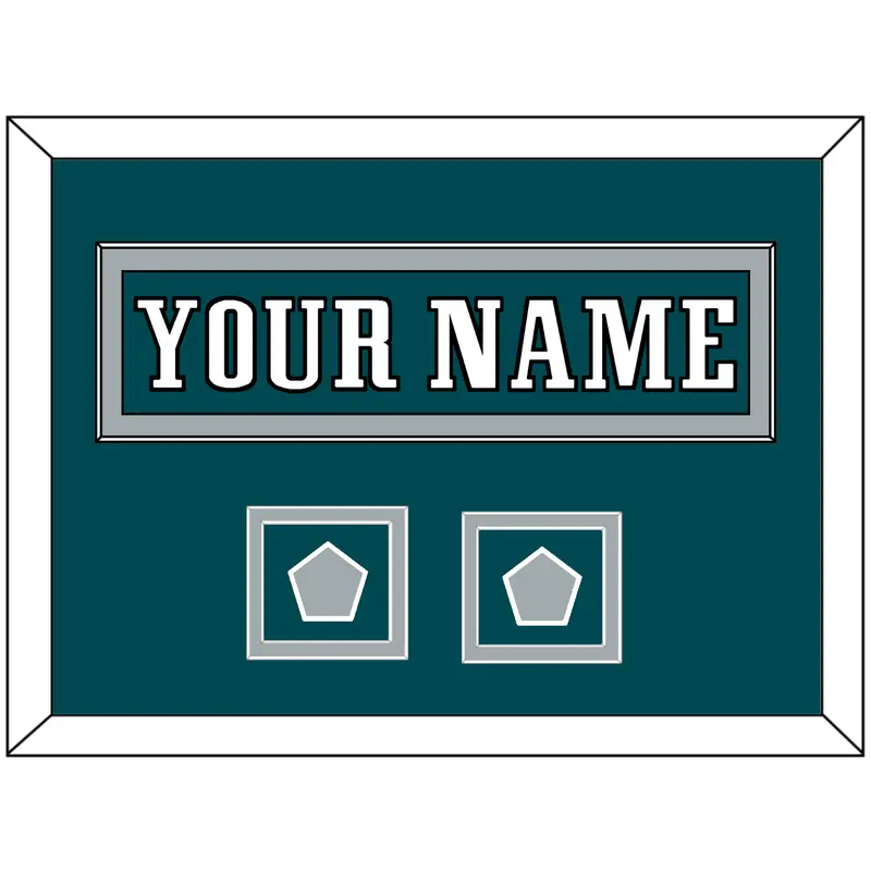Philadelphia Nameplate & 2x Super Bowl Jersey Patches - Home Green - Double Mat 7