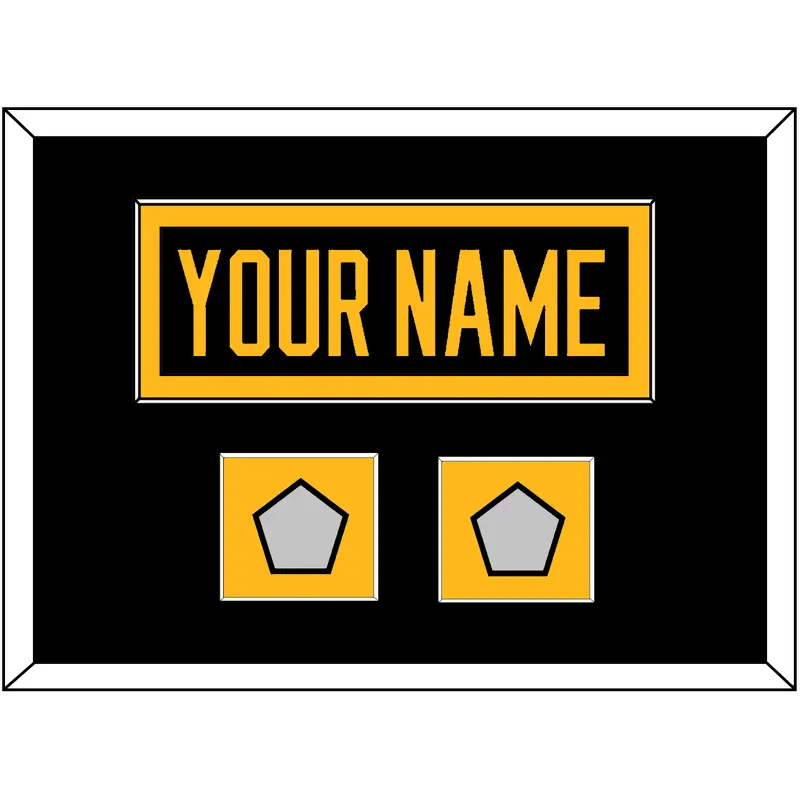 Pittsburgh Nameplate & 2 Stanley Cup Finals Patches - Road Black (1988-1992) - Single Mat 2