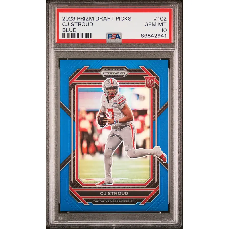 CJ Stroud 2023 Prixm Draft #102 Blue Prizm #125/199 PSA 10 Gem Mint