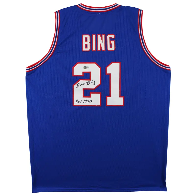 Dave Bing "HOF 90" Authentic Signed Blue Pro Style Jersey BAS Witnessed