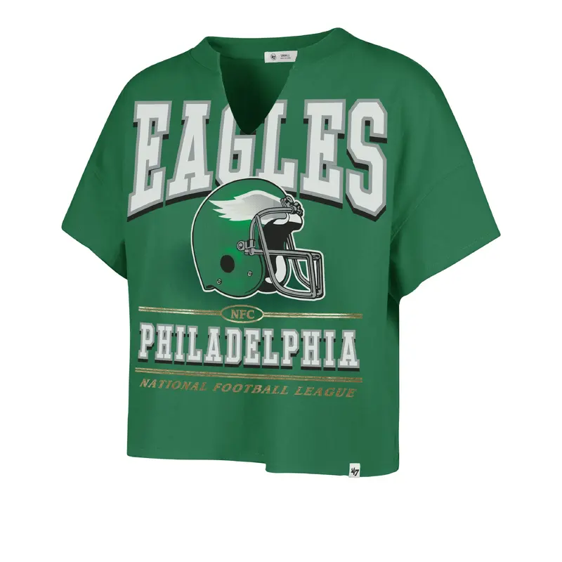 PHILADELPHIA EAGLES HISTORIC ELATION OVERSIZED '47 NOTCH NECK TEE WOMENS