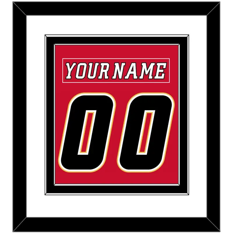 Calgary Nameplate & Number (Back) Combined - Home Red (2007-2017) - Double Mat 2