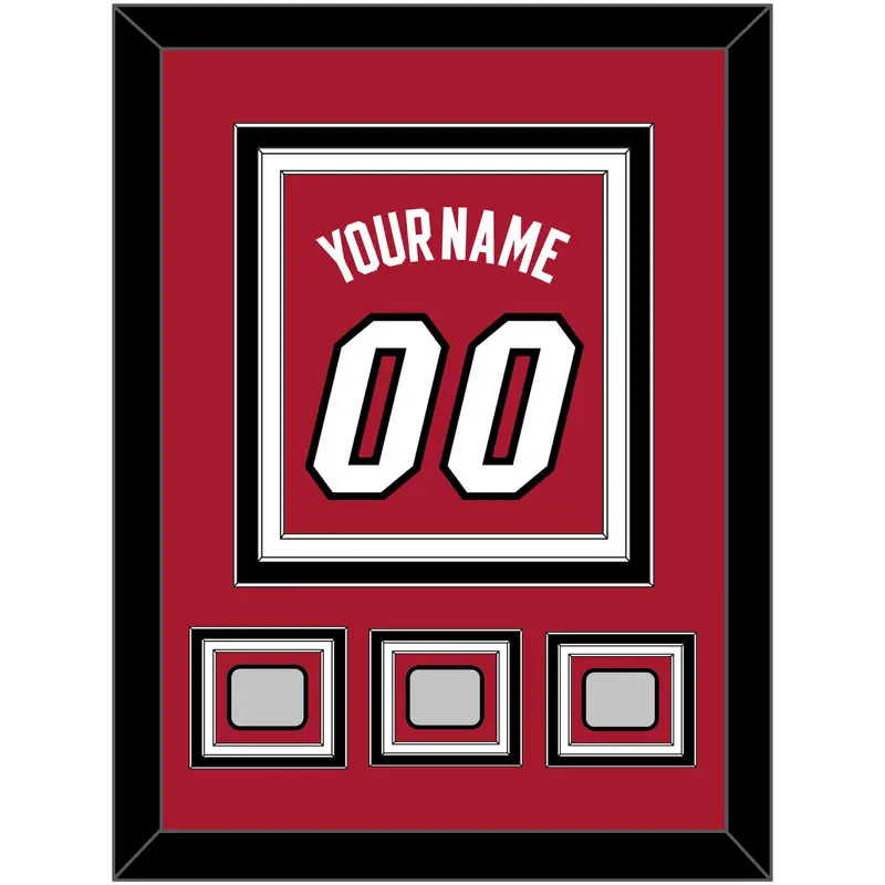 Miami Name & Number With 3 Finals Patches - Alternate Red (2001-2008) - Triple Mat 4