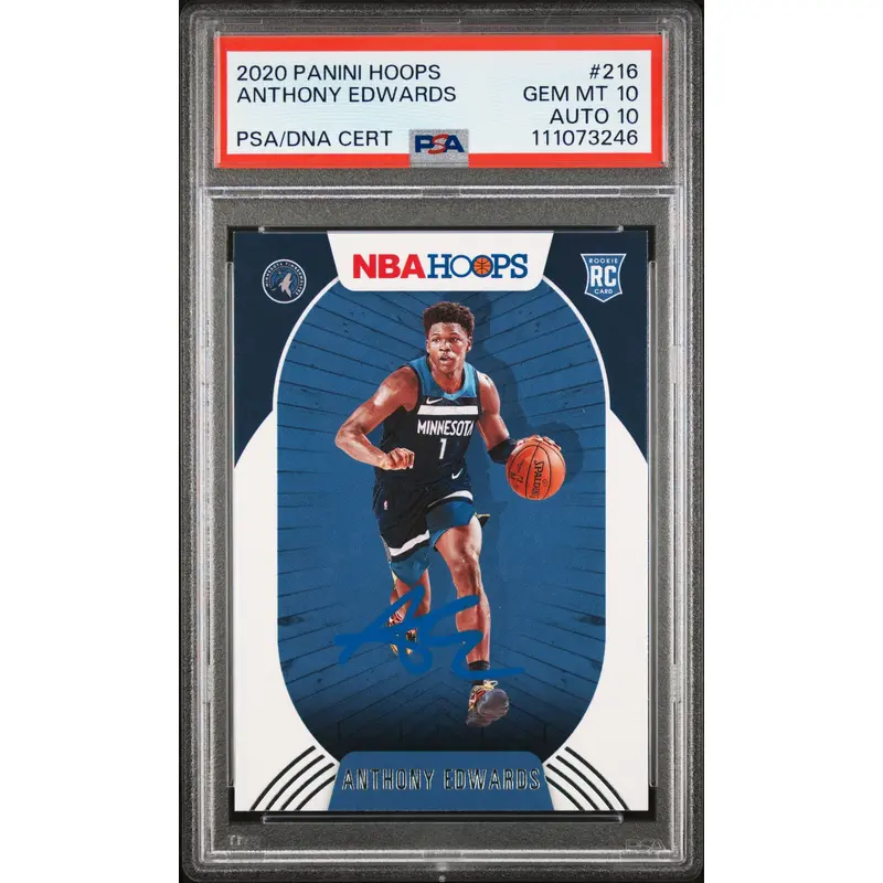 Anthony Edwards Signed 2020 Panini Hoops #216 Rookie Card 10! Auto 10! PSA Slab