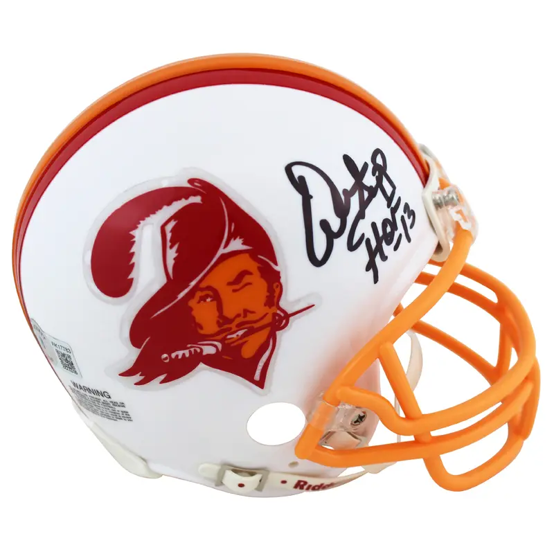 Buccaneers Warren Sapp HOF 13 Signed 76-96 Throwback Rep Mini Helmet BAS Witness