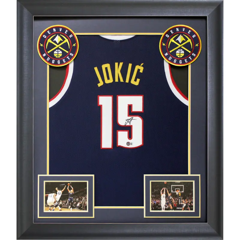 Nikola Jokic Authentic Signed Navy Blue Pro Style Framed Jersey BAS Witnessed