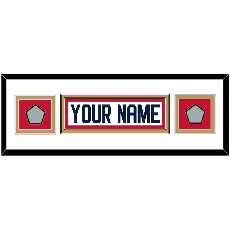 Florida Nameplate & 2 Stanley Cup Champions Patches - Road White - Double Mat 2