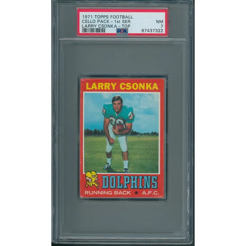 1971 Topps Football Unopened Series 1 Cello Pack Larry Csonka Top PSA 7 *7322