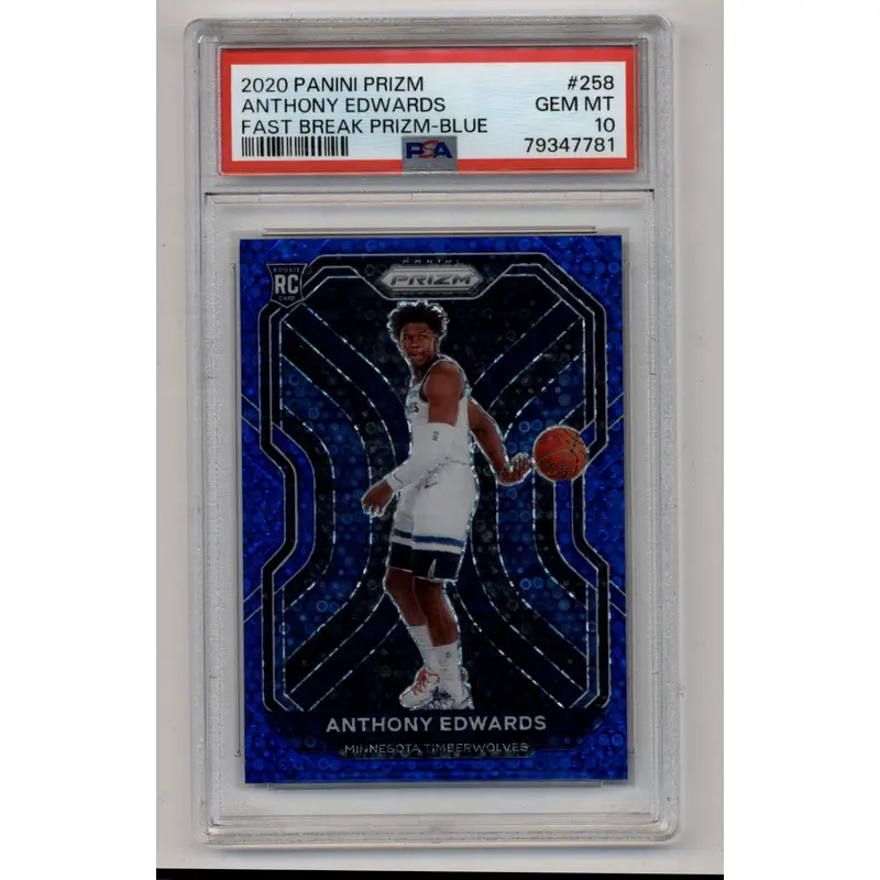 Anthony Edwards 2020-21 Prizm Fast Break Prizm Blue 032/175 PSA 10 Gem Mint