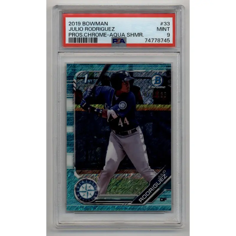 Julio Rodriguez 2019 Bowman Chrome Prospects #23 Aqua Shimmer 078/125 PSA 9 Mint