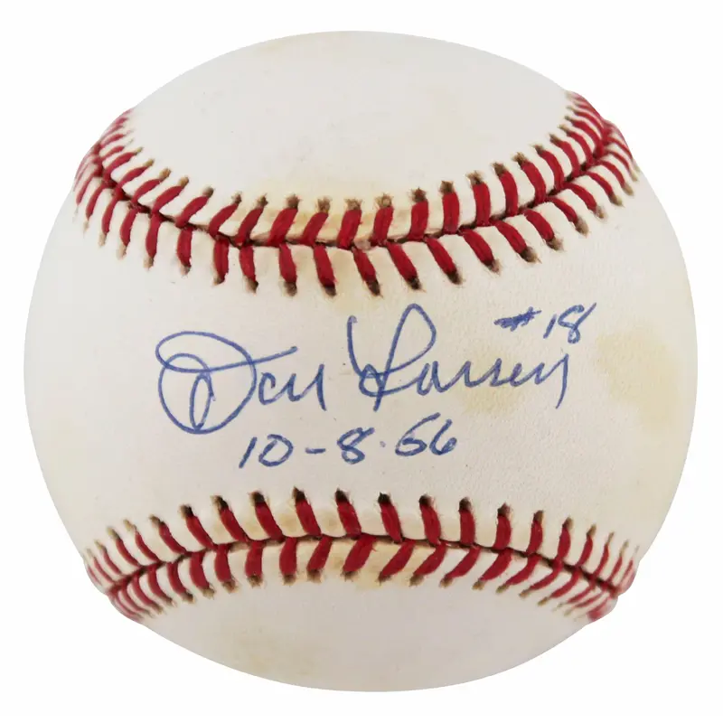 Yankees Don Larsen "10-8-66" Authentic Signed Oal Baseball BAS #BN06150