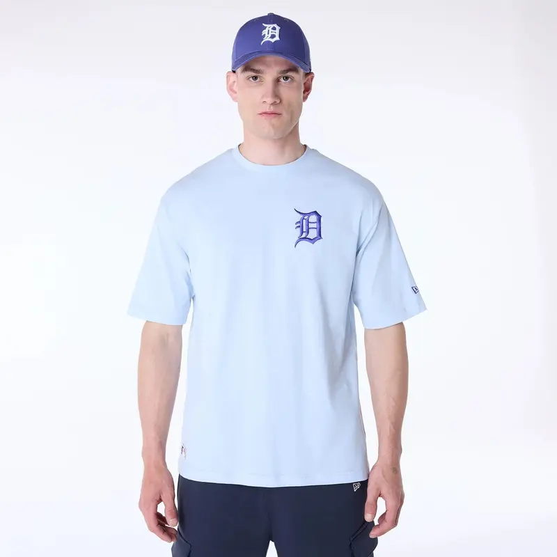 Detroit Tigers MLB League Essential Pastel Blue Oversized T-Shirt