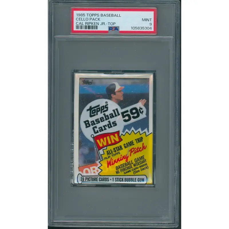 1985 Topps Baseball Unopened Cello Pack Ripken Jr. Top PSA 9 *5304