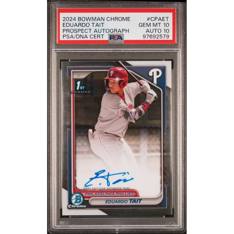 Eduardo Tait 2024 Bowman Chrome Aautograph PSA 10 Auto 10