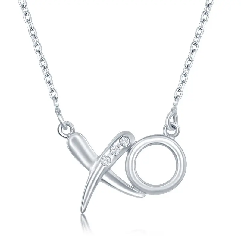 Sterling Silver 0.03cttw Diamond Accent 'XO' Necklace