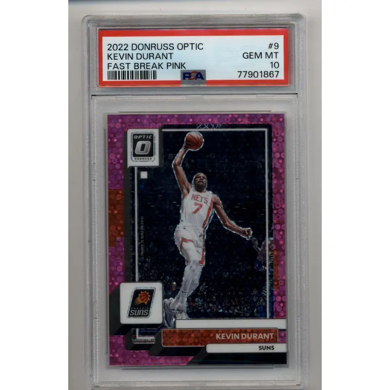Kevin Durant 2022-23 Donruss Optic Fast Break Pink 10/25 PSA 10 Gem Mint